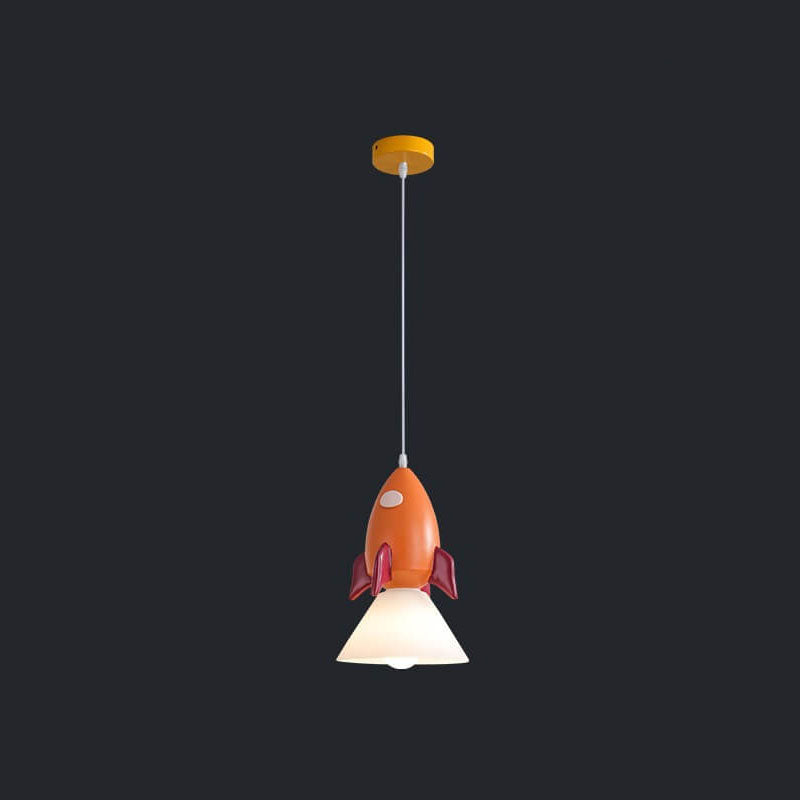 Lumendat Nordic Cartoon Resin Rocket Snowman 1-Light Kids Pendant Light Lumendat