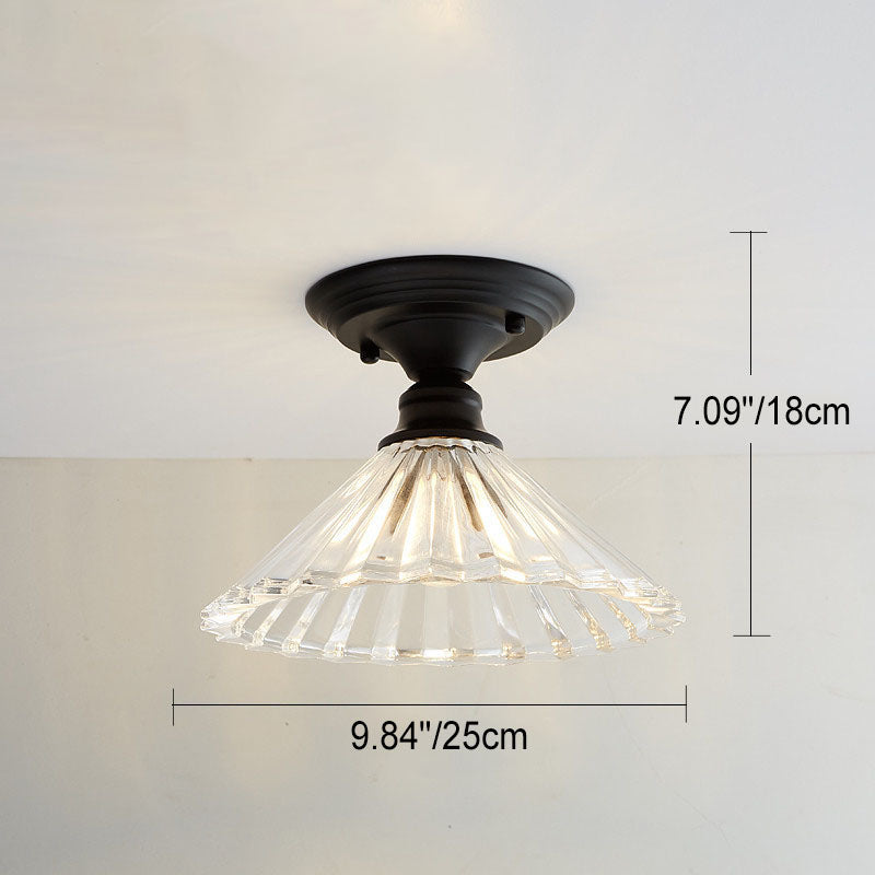 Nordic Vintage Glass Floral Round Geometry 1-Light Semi-Flush Mount Ceiling Light Lumendat
