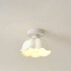 Scandinavian Modern Minimalist Iron Glass Ceramic Flower Diamond 1-Light Semi-Flush Mount Ceiling Light Lumendat