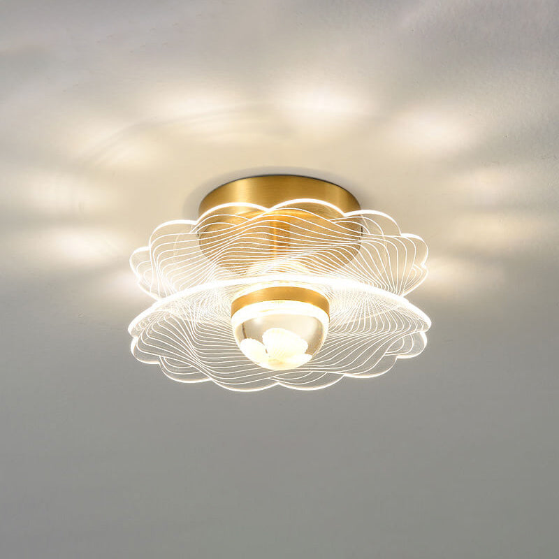 Creative Gold Double Layer Overlap Design LED Semi-flush Mount Light