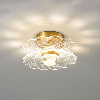 Creative Gold Double Layer Overlap Design LED Semi-flush Mount Light