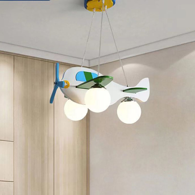 Lumendat Contemporary Creative Wooden Airplane Glass 3-Light Chandelier For Bedroom Lumendat