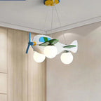Lumendat Contemporary Creative Wooden Airplane Glass 3-Light Chandelier For Bedroom Lumendat