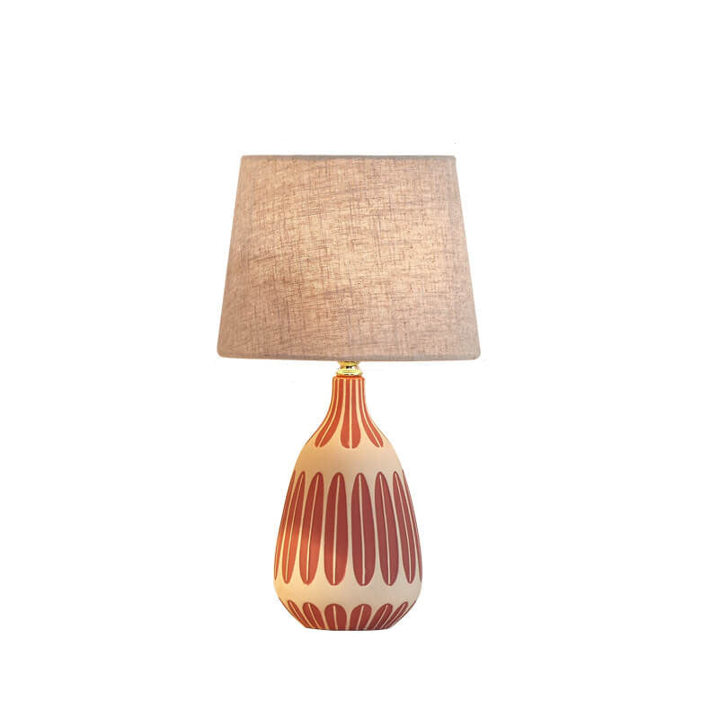 Nordic Vertical Pattern Ceramic Fabric 1-Light Table Lamp Lumendat