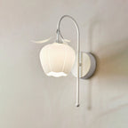 Nordic Vintage Floral Pumpkin Cream Glass 1-Light Wall Sconce Lamp