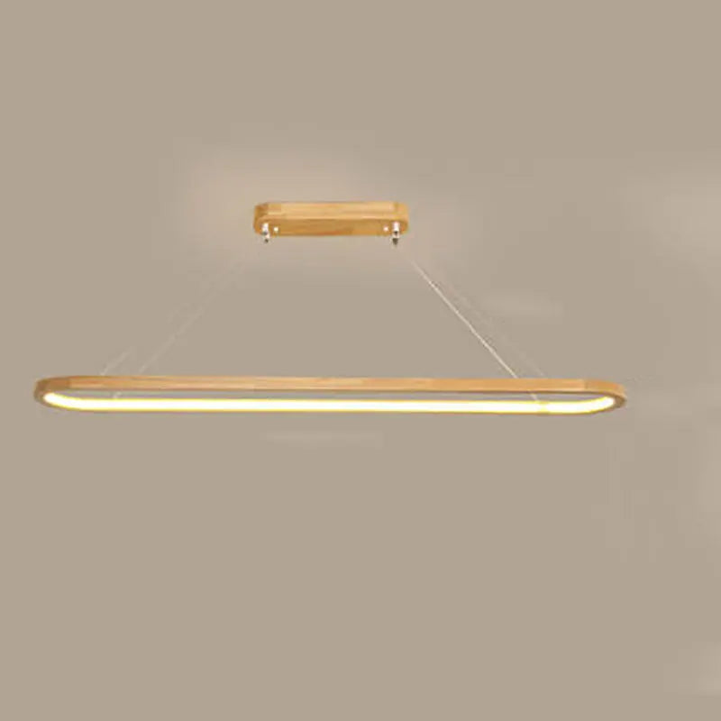 Modern Chinese Solid Wood Round Ring Frame Island Light LED Chandelier Lumendat