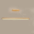 Modern Chinese Solid Wood Round Ring Frame Island Light LED Chandelier Lumendat