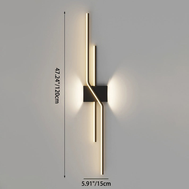 Modern Minimalist Aluminum Geometric Long Straight Line LED Wall Sconce Lamp For Living Room Lumendat