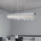 Contemporary Luxury Rectangular Stainless Steel Crystal LED Chandelier for Dining Room BulbSquare