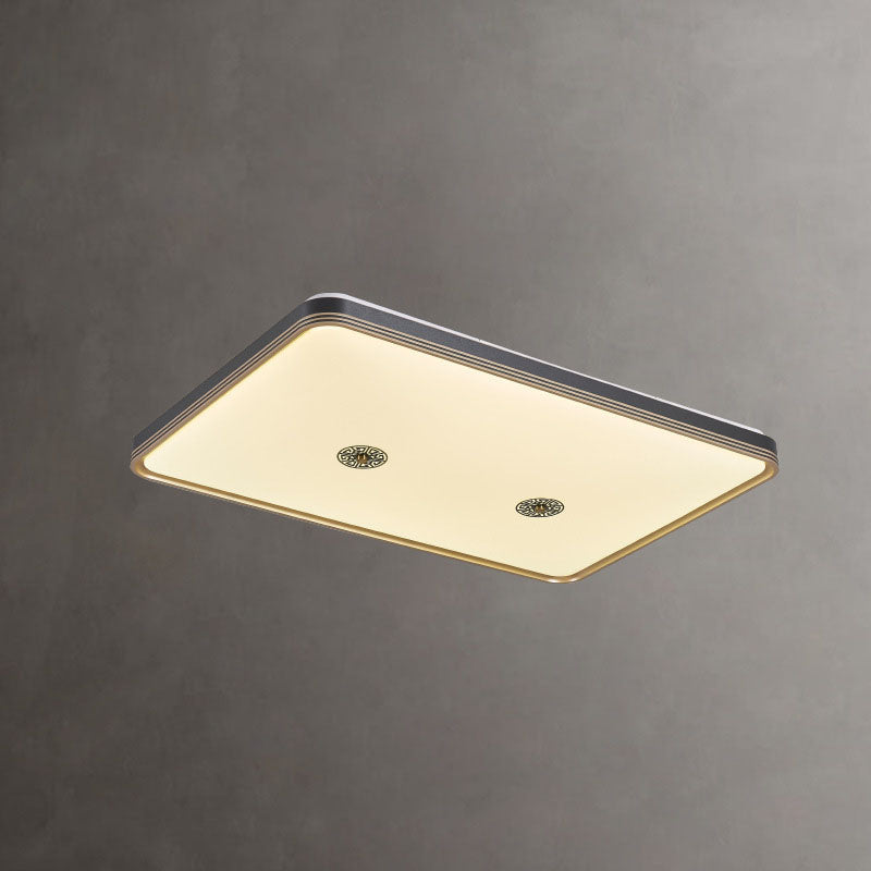 Traditional Chinese Square Geometric Acrylic LED Flush Mount Ceiling Light for Living Room