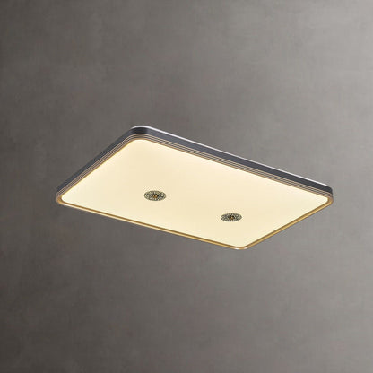 Traditional Chinese Square Geometric Acrylic LED Flush Mount Ceiling Light for Living Room