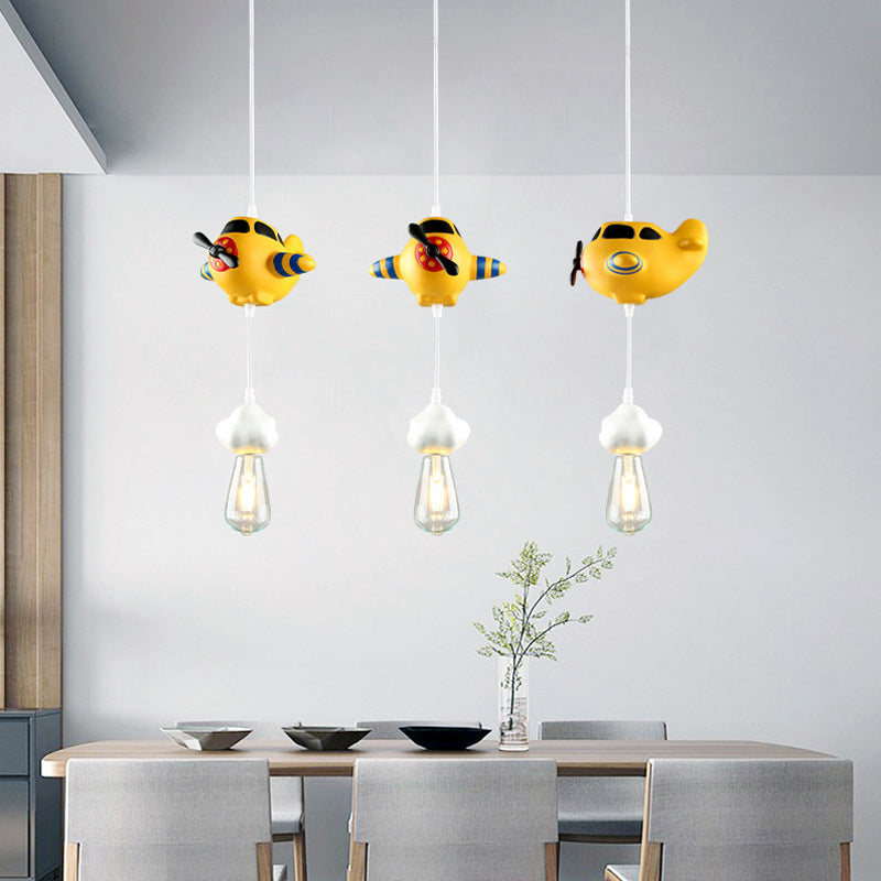 Lumendat Modern Art Deco Kids Resin Airplane Cloud 1/3 Light Chandelier For Dining Room Lumendat