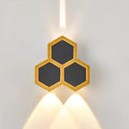 Outdoor Simple Hexagonal Combination Black Gold LED Wall Sconce Lamp