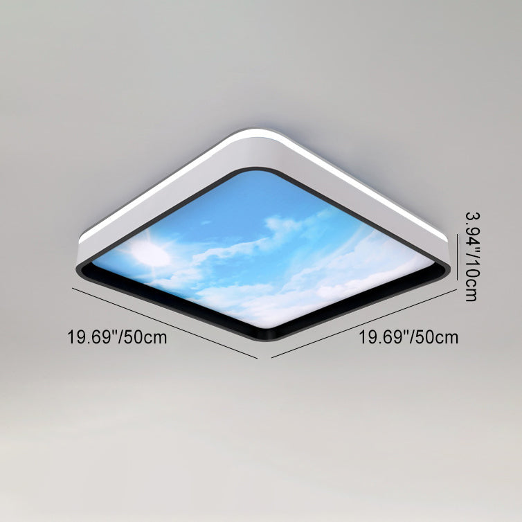 Modern Simplicity Iron Acrylic Round Square Rectangular Sunny Sky LED Flush Mount Ceiling Light For Living Room Lumendat