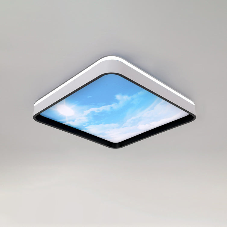 Modern Simplicity Iron Acrylic Round Square Rectangular Sunny Sky LED Flush Mount Ceiling Light For Living Room Lumendat