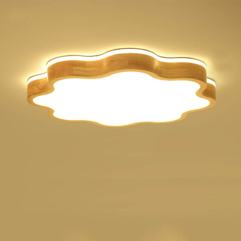 Nordic Flower Shape Wooden LED Flush Mount Ceiling Light Lumendat