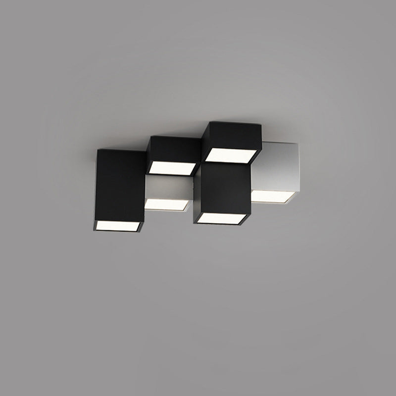 Modern Minimalist Cube Iron Acrylic LED Flush Mount Ceiling Light for Living Room