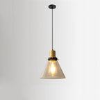 Vintage Minimalist Semi-circular Cone Cup Iron Glass 1-light Pendant Light BulbSquare