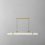 Modern Minimalist Long Strip Iron Acrylic Faux Leather LED Island Light Chandelier For Living Room & Dining Room Lumendat