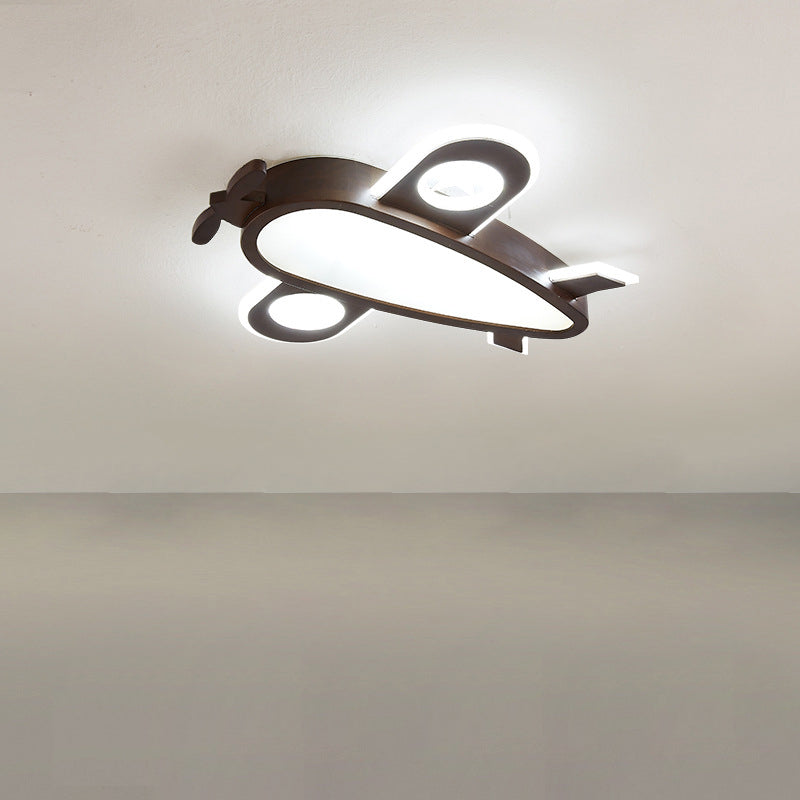 Lumendat Contemporary Creative Woodgrain Cartoon Animal Bee Aircraft Acrylic LED Kids Flush Mount Ceiling Light For Living Room Lumendat