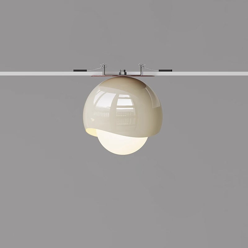 Contemporary French Cream Iron Glass Spherical Ball 1-light Semi-flush Mount Ceiling Light for Hallway