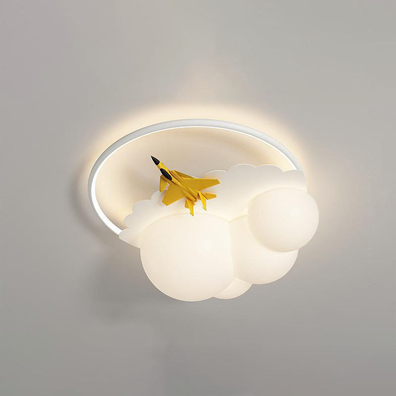 Lumendat Modern Kids Cloudy Airplane Iron Resin Rotomolded LED Flush Mount Ceiling Light Lumendat