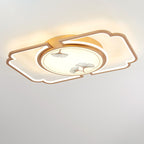 Traditioanl Chinese Iron Aluminum Acrylic Round Rectangular Square Ginkgo Leaf LED Semi-Flush Mount Ceiling Light For Living Room