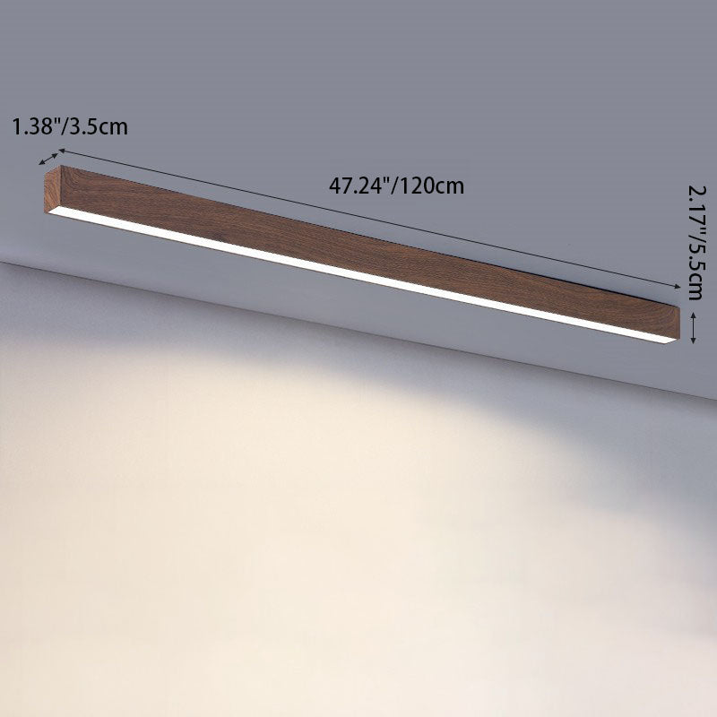 Modern Minimalist Wood Grain Aluminum Strips LED Flush Mount Ceiling Light BulbSquare