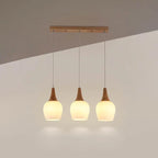 Nordic Solid Wood Glass White Bottle Island Light 1/3 Light Chandelier Lumendat