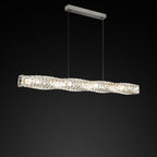 Modern Simplicity Stainless Steel Crystal Strip LED Island Light Pendant Light for Dining Room BulbSquare