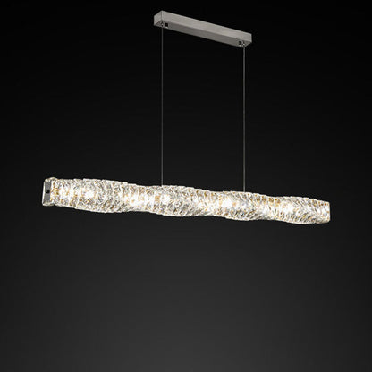 Modern Simplicity Stainless Steel Crystal Strip LED Island Light Pendant Light for Dining Room