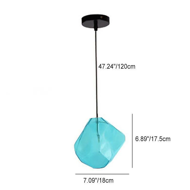 Modern Simplicity Irregular Shape Glass 1-light Pendant Light for Living Room BulbSquare