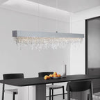 Contemporary Luxury Rectangular Stainless Steel Crystal LED Chandelier for Dining Room BulbSquare