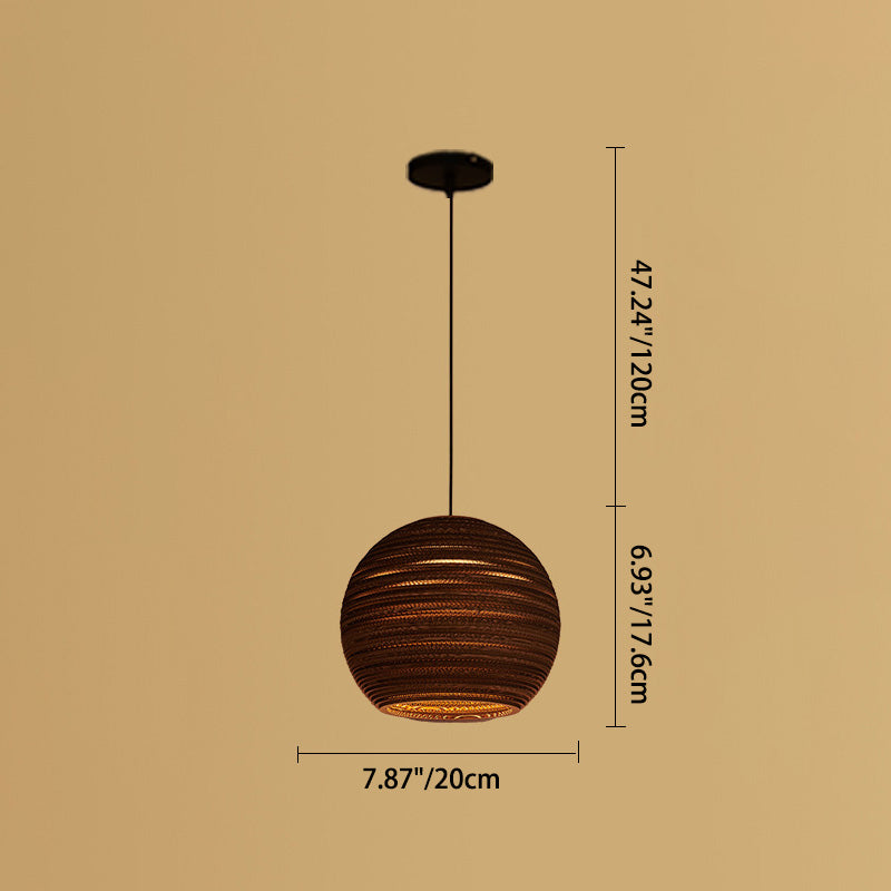 Contemporary Retro Paper Elliptic Spherical Bell Trapezoid Semicircle Polygonal 1-light Pendant Light for Dining Room