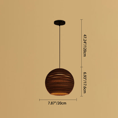 Contemporary Retro Paper Elliptic Spherical Bell Trapezoid Semicircle Polygonal 1-light Pendant Light for Dining Room
