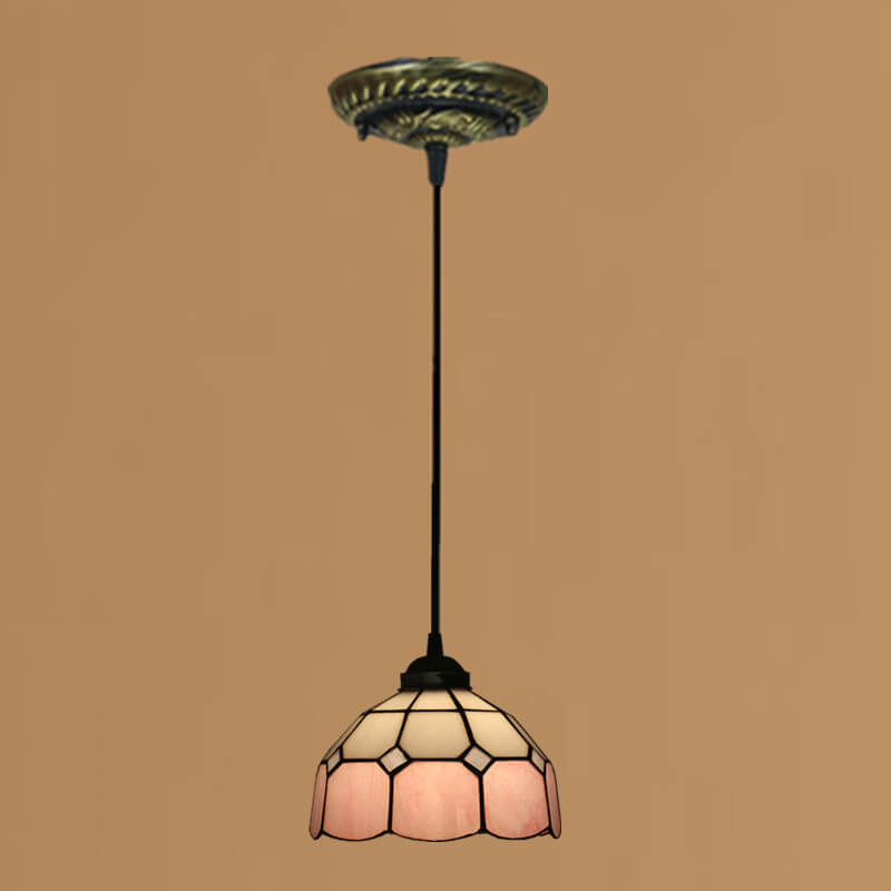 Tiffany Stained Glass Dome Shade European 1-Light Pendant Light