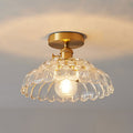 Modern French Minimalist Glass Flower Shape 1-Light Semi-Flush Mount Ceiling Light Lumendat