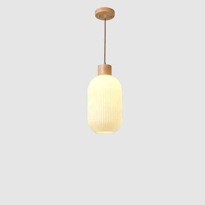 Japanese Minimalist Log Wood Strip Glass Jar 1/2/3 Light Island Light Chandelier