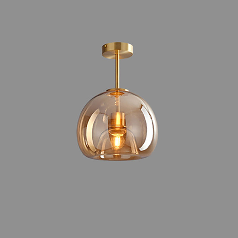 Nordic Light Luxury Round Glass Ball 1-Light Semi-Flush Mount Ceiling Light Lumendat