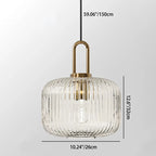 Contemporary Nordic Round Oval Pumpkin Stainless Steel Striped Glass 1-light Pendant Light for Living Room BulbSquare