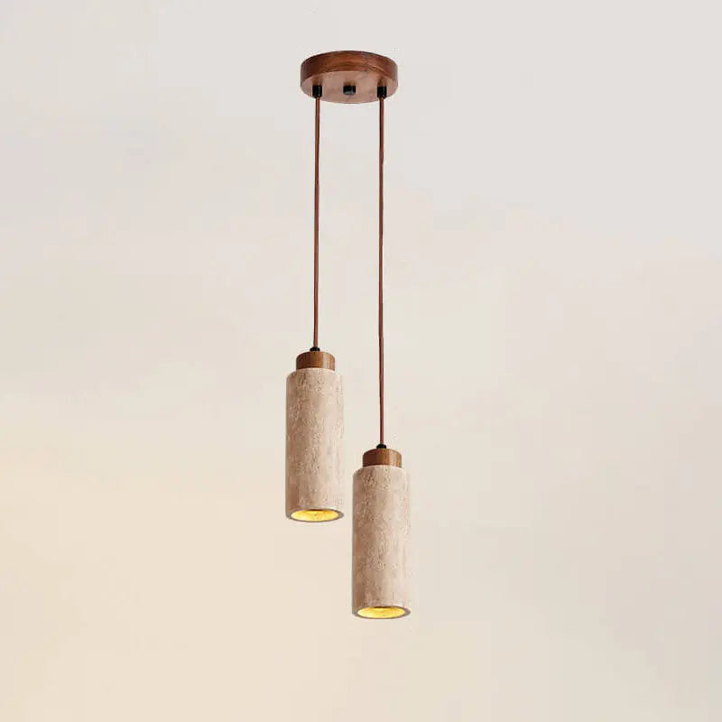 Japanese Wabi-sabi Solid Wood Stone 1/2/3-light Island Light Chandelier BulbSquare