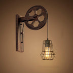 Vintage Industrial Pulley Iron 1-Light Wall Sconce Lamp
