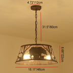 Traditional Vintage Round Trapezoidal Animal Iron 1-light Pendant Light for Living Room BulbSquare