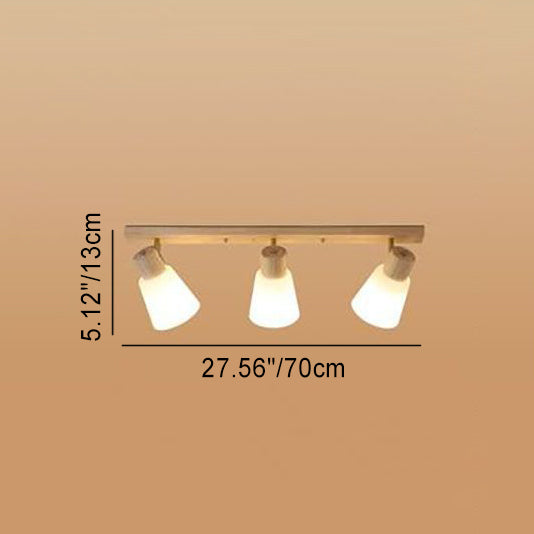 Traditional Vintage Wood Glass Trumpet Shade 1/2/3/4-light Semi-flush Mount Ceiling Light for Living Room