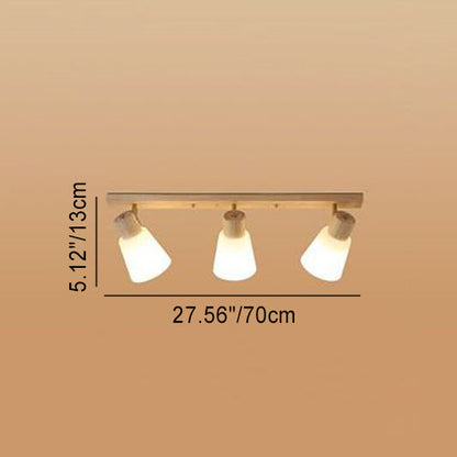 Traditional Vintage Wood Glass Trumpet Shade 1/2/3/4-light Semi-flush Mount Ceiling Light for Living Room