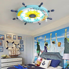 Lumendat Creative Cartoon Plastic Sailboat Helmsman LED Flush Mount Ceiling Light Lumendat