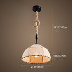 Traditional Rustic Fabric Semicircle Lampshade 1-light Pendant Light for Dining Room BulbSquare