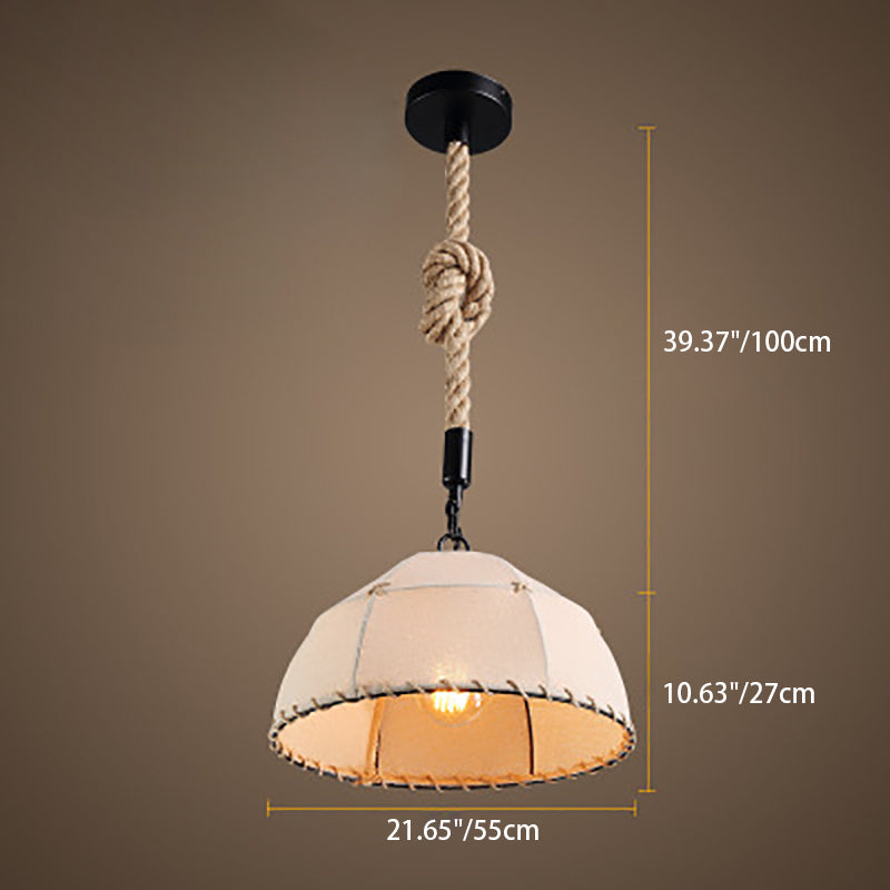Traditional Rustic Fabric Semicircle Lampshade 1-light Pendant Light for Dining Room