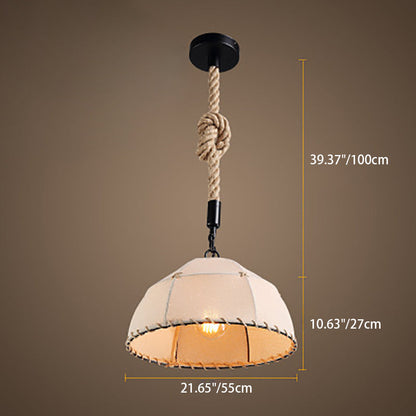 Traditional Rustic Fabric Semicircle Lampshade 1-light Pendant Light for Dining Room
