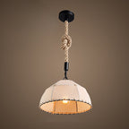 Traditional Rustic Fabric Semicircle Lampshade 1-light Pendant Light for Dining Room BulbSquare